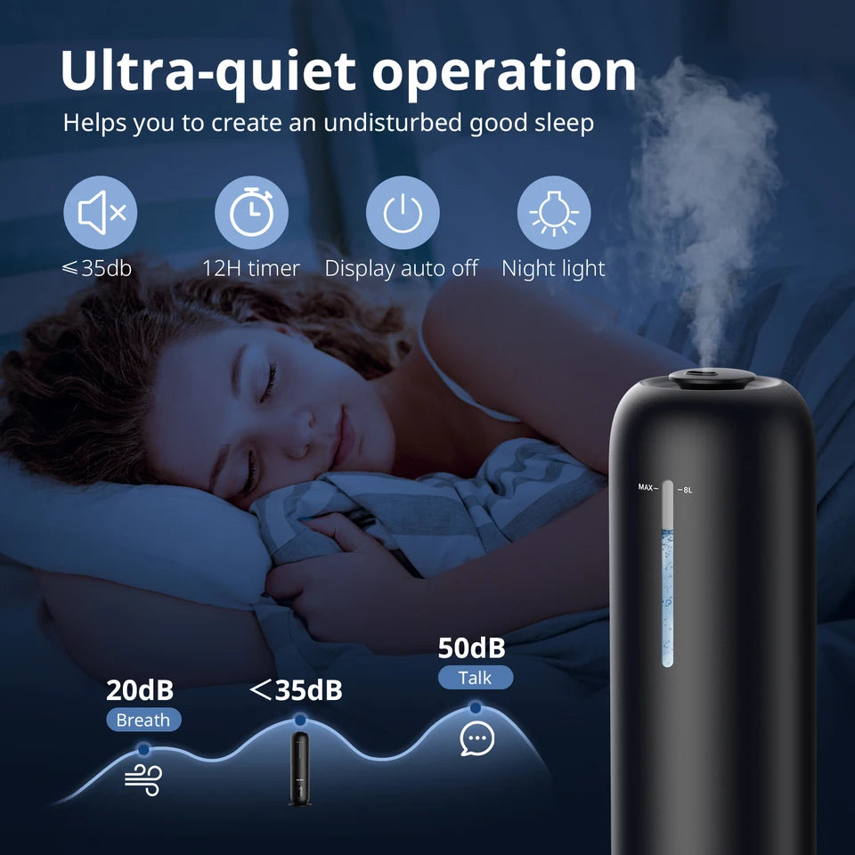 Sejoy 8l Humidifier Large Room Ultrasonic Cool Mist Essential Oil Diffuser Timer Air Humidifier For Suitable For Office Family