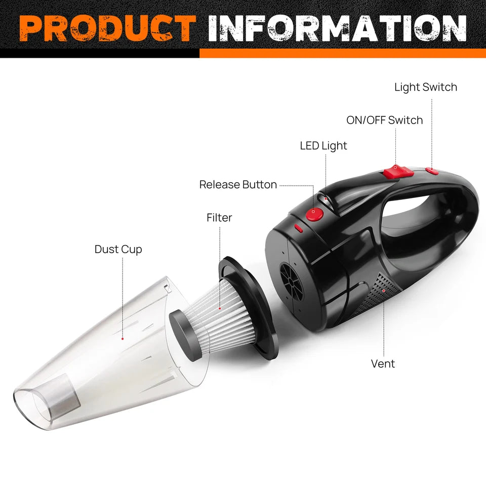 Handheld Vacuum Cleaner Cordless Strong Suction Portable Hand Vacum for Home Car Hoover,Mini RechargeableHEPA Filter LED
